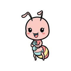 Fototapeta premium Cute Kawaii Ant Character Illustration