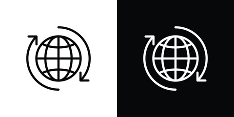 Globe Icon Sheet Black And White