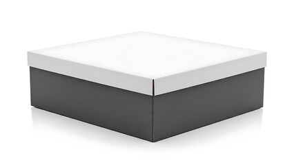 Naklejka premium Dark gray and white closed shoe box with lid closed box