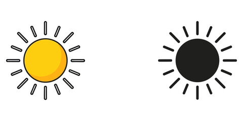 Fototapeta premium Sun and moon icons in modern flat design style