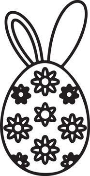 Floral egg bunny with decorative flower springtime seasonal art illustration vector