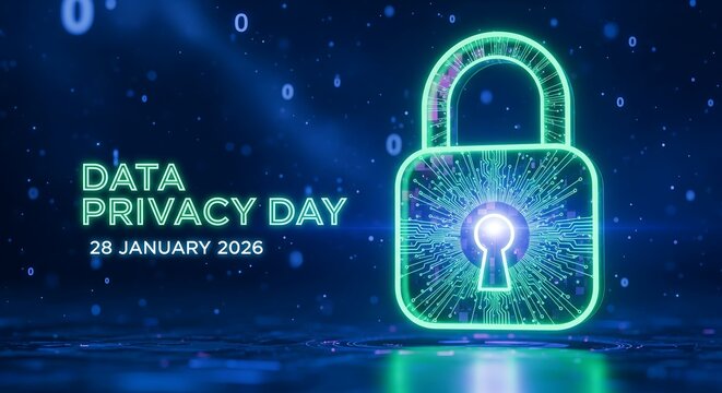Data Privacy Day 2026 ,Digital Padlock Symbolizing , Secure Information Protection, Cybersecurity Concept