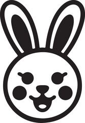 Funny cartoon bunny face illustration with big eyes and happy expression drawing