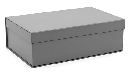 Naklejka premium Gray rectangular box with lid on white background gray box closed box 2 shoe box