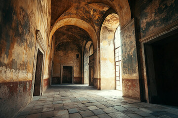 Classic Architectural Columns And Sculptures Representing Heritage And Endangered Peoples In Dramatic Light Generative AI Image