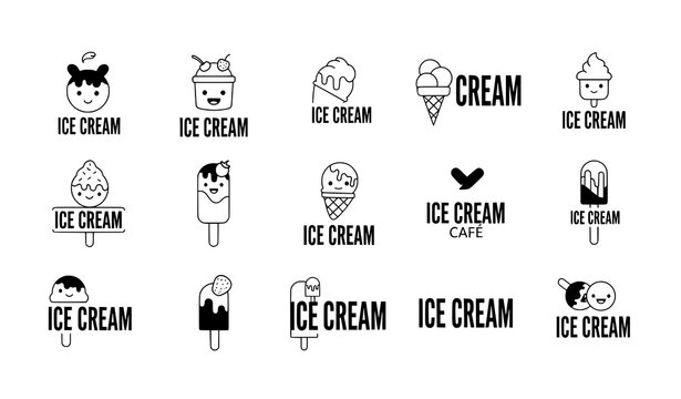 Modern ice cream logo design templates with playful and abstract concepts
