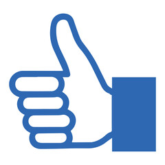 Obraz premium Thumbs Up Icon Blue Stylized Approval Gesture with Solid Fill for UI, Feedback, and Social Design Packs