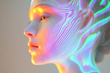 Glowing human figure made of golden light fire particles in darkness showing abstract ethereal beauty and dreamlike energy, generative ai