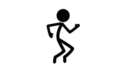 Simple black stick figure running on white background.
