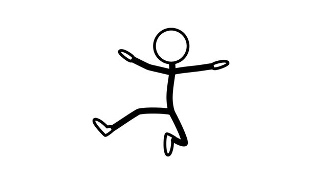 Simple stick figure illustration of a person jumping in mid-air.