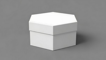 Fototapeta premium White Hexagonal Shoe Box with Lid on Gray Background white box hexagonal box
