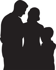 Silhouette of a Family of Three Standing Together three people