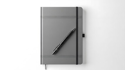 diary with pen isolated on white