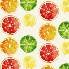 Obraz premium Citrus repeating pattern, orange pattern, citrus background, lime pattern, lime, orange, lemon, grapefruit.ai