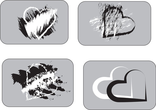 Abstract Grunge Heart Illustration Set with Artistic Brush Strokes and Minimalist Romantic Graphic Design ElementsAbstract Grunge Heart Illustration Set with Artistic Brush Strokes and Minimalist Roma