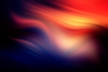 Obraz premium Flowing waves of warm orange and deep purple light creating elegant abstract grainy textures