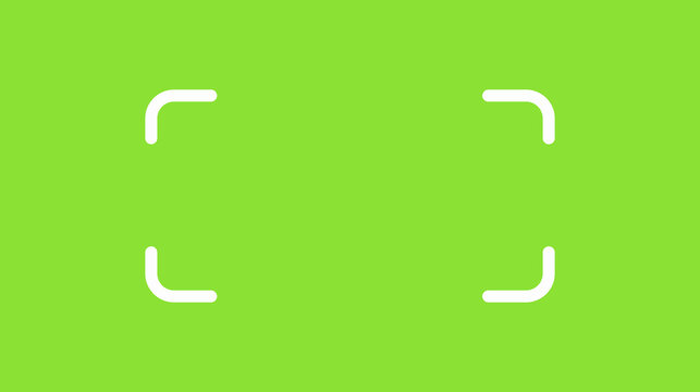 A bright green background with four white curved brackets