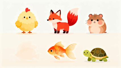 Obraz premium Cute cartoon animals collection