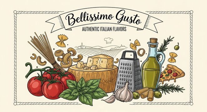Bellissimo Gusto Authentic Italian Flavors: Pasta, Cheese, Tomatoes, Olive Oil, Garlic