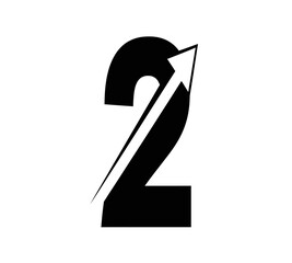 A striking black and white image featuring the number two stylized as an upward arrow