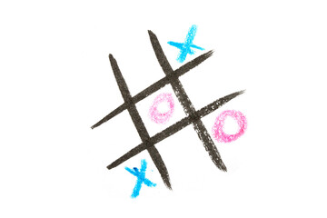 Tic Tac Toe Noughts and Crosses Childrens Board Game on White Background