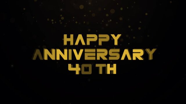 Golden text celebrating a 40th anniversary on a starry black background