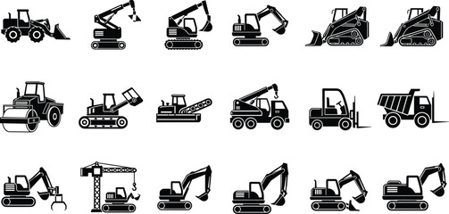 All-terrain vehicle silhouettes set, ATV side view icons, utility terrain vehicles, quad bikes, UTVs, off-road transport, rugged wheels, outdoor recreation vectors ©  Alexander Creations