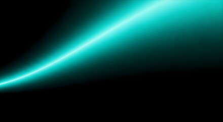 Glowing teal light beam in dark space