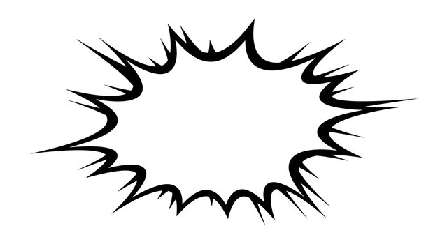 Black comic explosion speech bubble on white background