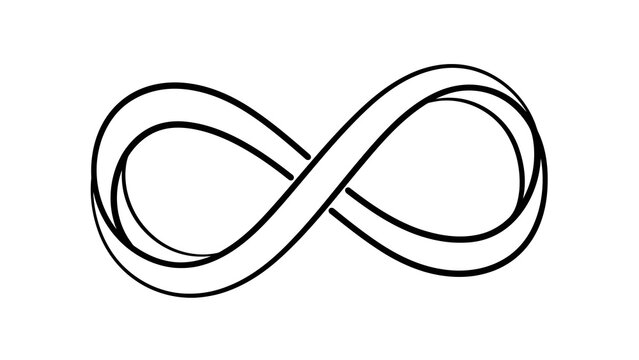 Simple black infinity symbol on white background