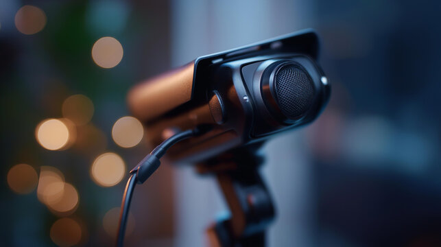 Discreet audio surveillance operation with hidden microphone setup, sensitive investigations, covert recording, investigative journalism, security monitoring, defocused equipment, with copy