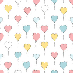 Colorful heart shaped balloons pattern. © pyoo