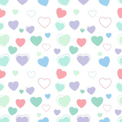 Colorful heart shapes on white background.