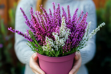 Fototapeta premium Generative AI image of wooden bowls filled with colorful dried herbs and flowers used in phytotherapy and herbal care