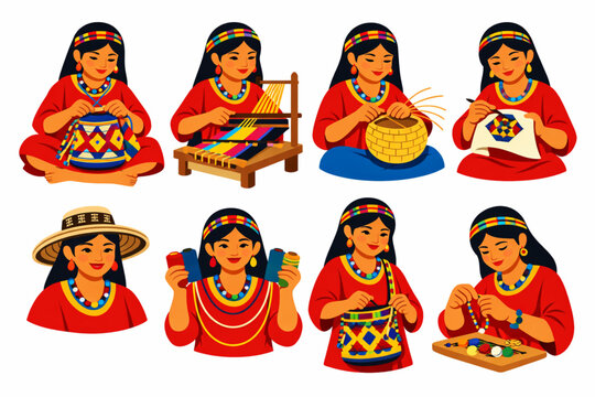 Wayuu artisan woman Venezuelan culture in vibrant flat style