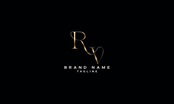 RV VR R AND V Abstract initial monogram letter alphabet logo design