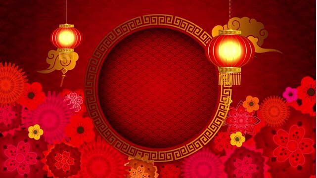 golden frame with red ornament chinese