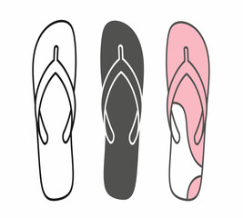 Three flip flops in different color variations displayed from a top down perspective