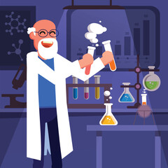 scientist in laboratory with microscope