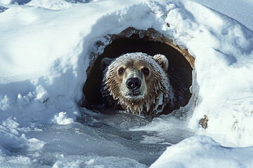 Generative Image Brown Bear Emerging