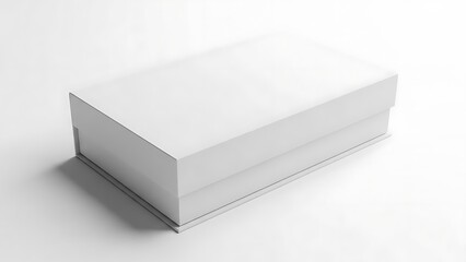 Obraz premium White rectangular box with lid on white background white box closed box packaging