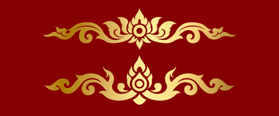 Thai Tribal Decoration Border Vector with Traditional Lotus Motif