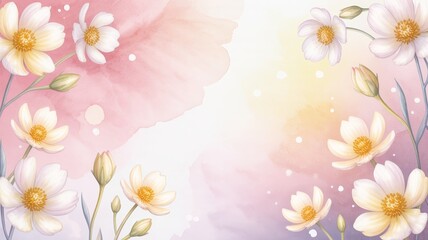 Fototapeta premium Pastel Floral Watercolor Background