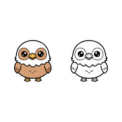 Obraz premium Charming and cute baby bird cartoon character illustration, ideal for kid-friendly designs, offering a delightful and expressive avian graphic perfect for educational content or playful projects