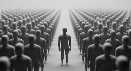 Obraz premium Standing Out From the Crowd: Individuality Concept, 3D Rendering