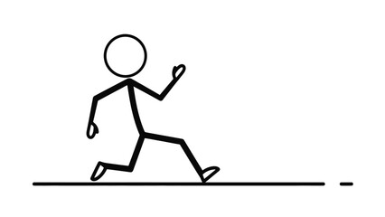 Simple stick figure running on a flat surface.