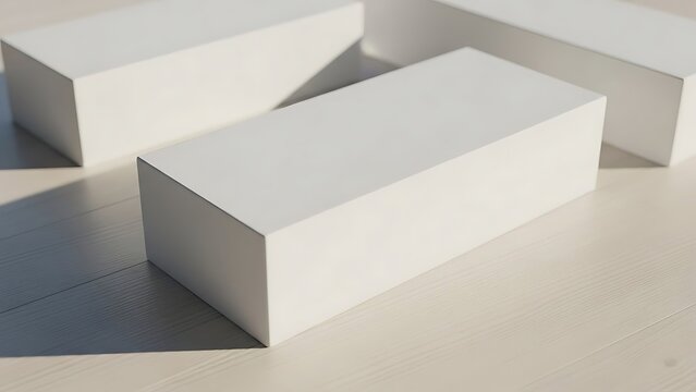 White rectangular boxes on light wood surface white boxes shadows 1 product display