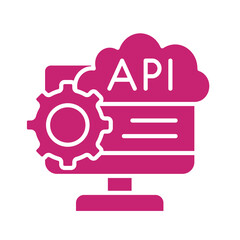 Pink api icon isolated on transparent background