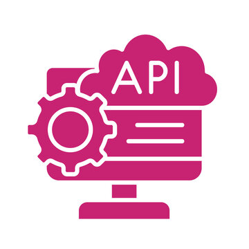 Pink api icon isolated on transparent background