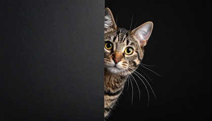 Neugierige Katze guckt um die Ecke